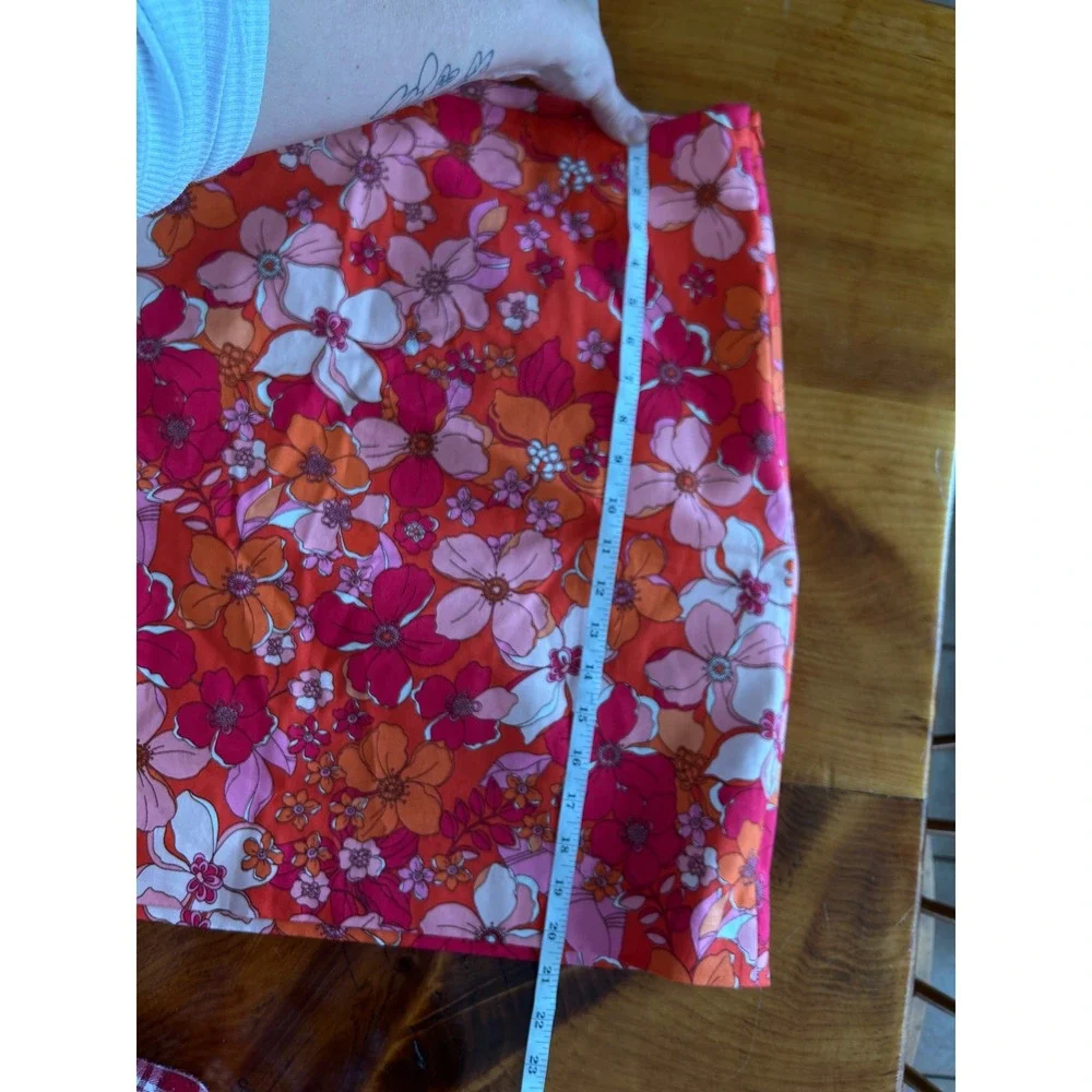 Talbots NWT Floral Pencil Skirt Womens‎ 18 Pink Orange Mod Retro Stretch Mini
